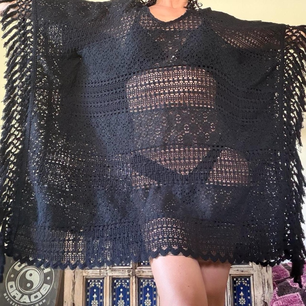 Zara boho Black Crochet Cover-Up